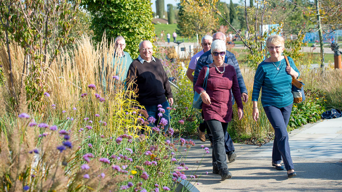 group of elderly visitors at National Memorial Arboretum